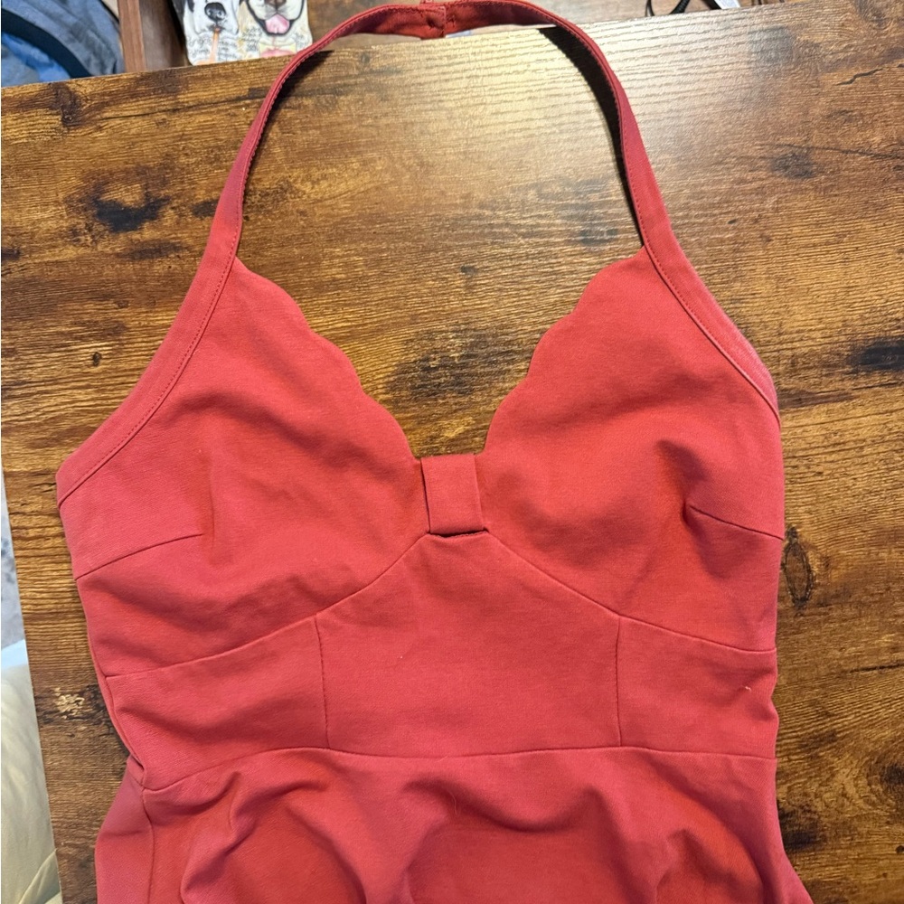 Off-Red Halter Mini Dress - Picture 4 of 4